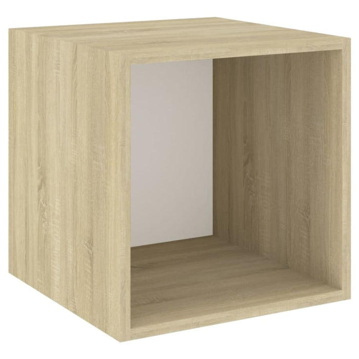Wall Cabinets 2 Pcs White and Sonoma Oak 37x37x37 Cm