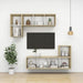 Wall Cabinets 4 Pcs White and Sonoma Oak 37x37x37 Cm