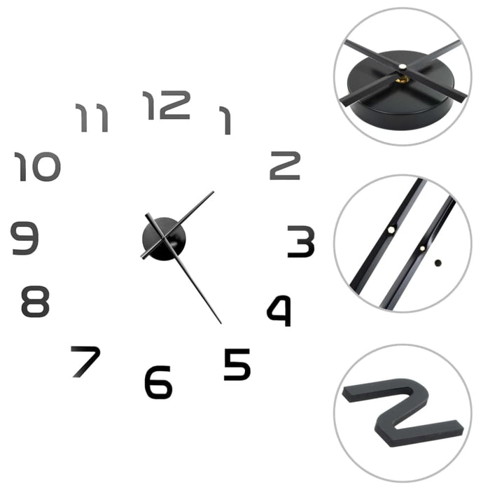3d Wall Clock Modern Design 100 Cm Xxl Black Pbltk