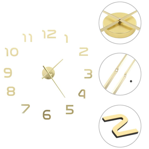 3d Wall Clock Modern Design 100 Cm Xxl Gold Pblab