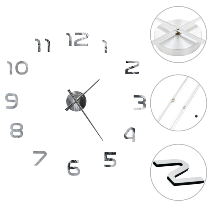 3d Wall Clock Modern Design 100 Cm Xxl Silver Pblta