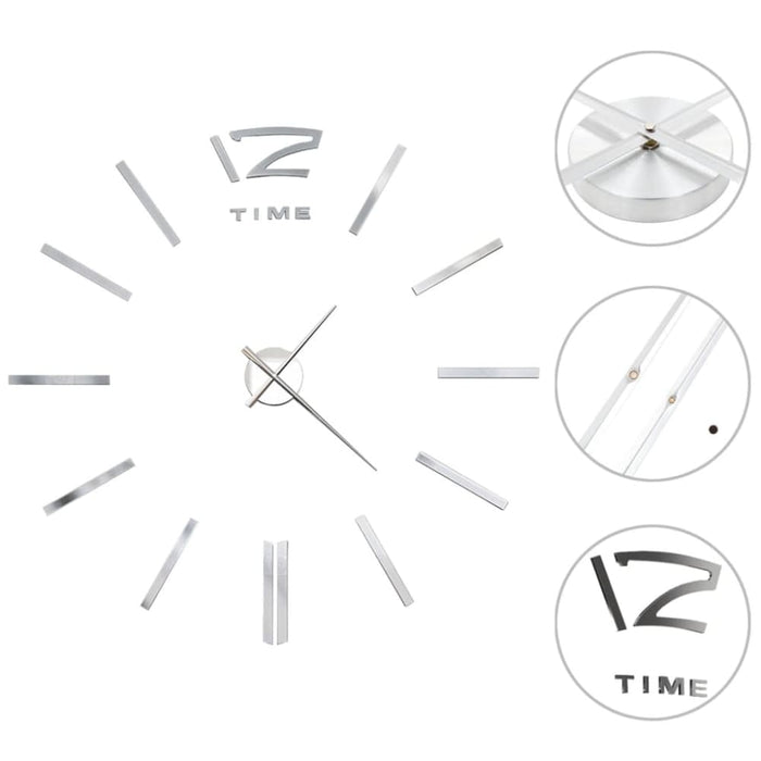 3d Wall Clock Modern Design 100 Cm Xxl Silver Pblti
