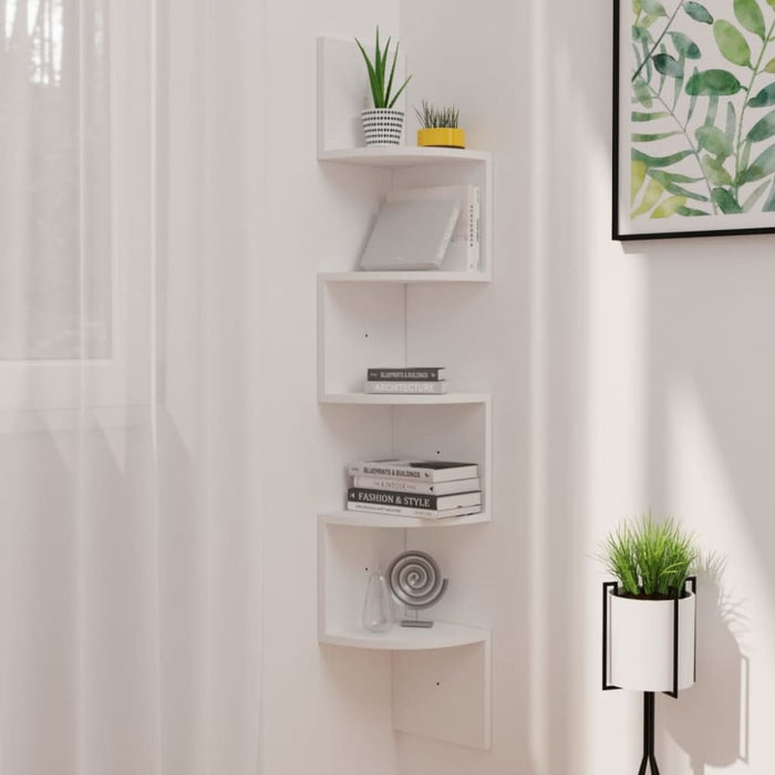 Wall Corner Shelf White 19x19x123 Cm Chipboard Txlnto
