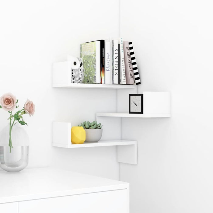 Wall Corner Shelf White 40x40x50 Cm Chipboard Nbixxt