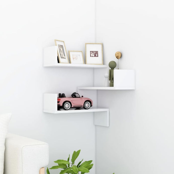 Wall Corner Shelf White 40x40x50 Cm Chipboard Nbixxt