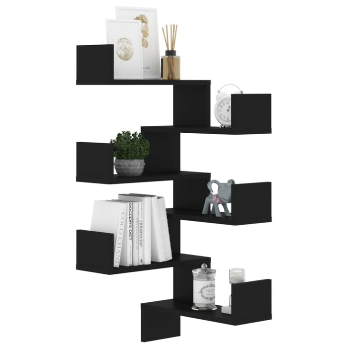 Wall Corner Shelves 2 Pcs Black Chipboard Nbixxl