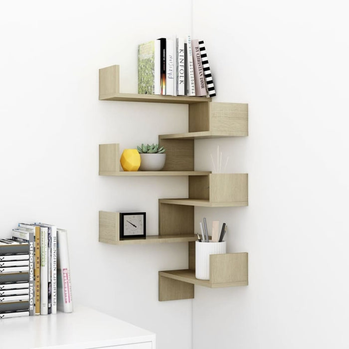 Wall Corner Shelves 2 Pcs Sonoma Oak 40x40x50 Cm Chipboard