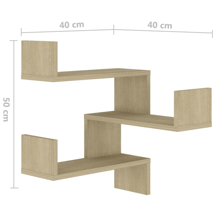 Wall Corner Shelves 2 Pcs Sonoma Oak 40x40x50 Cm Chipboard