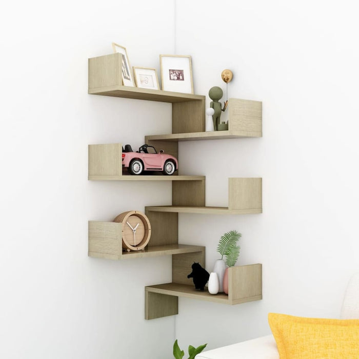 Wall Corner Shelves 2 Pcs Sonoma Oak 40x40x50 Cm Chipboard