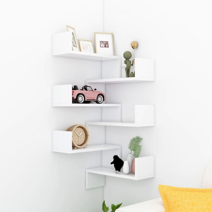Wall Corner Shelves 2 Pcs White 40x40x50 Cm Chipboard Nbixxa