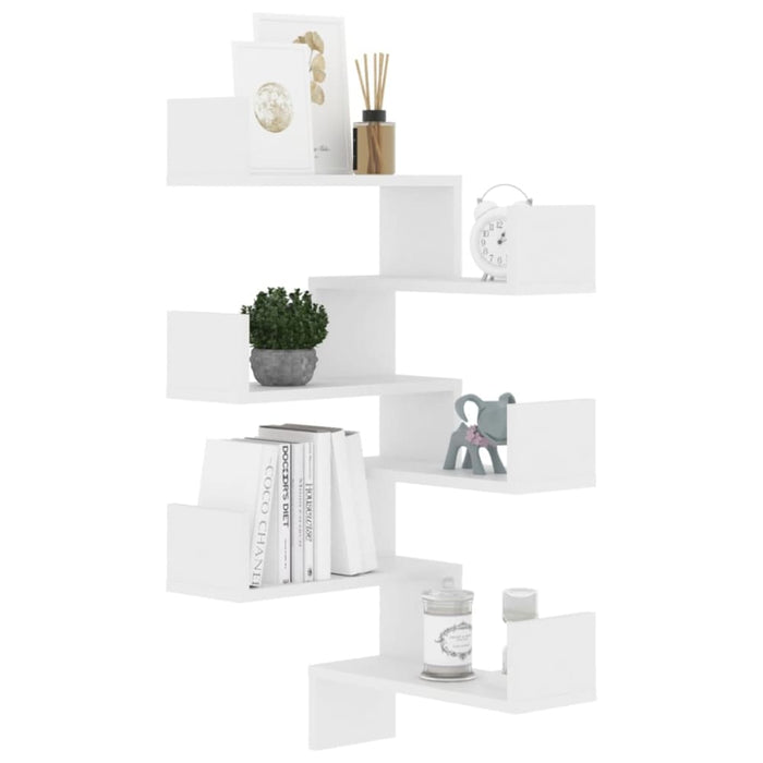 Wall Corner Shelves 2 Pcs White 40x40x50 Cm Chipboard Nbixxa