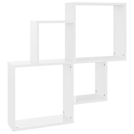 Wall Cube Shelf Glossy Look White 80x15x78.5 Cm Chipboard