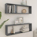 Wall Cube Shelves 2 Pcs Glossy Look Grey 100x15x30 Cm