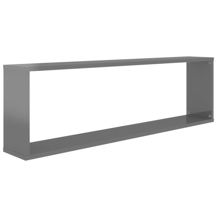 Wall Cube Shelves 2 Pcs Glossy Look Grey 100x15x30 Cm