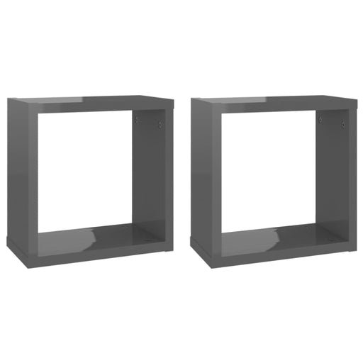 Wall Cube Shelves 2 Pcs Glossy Look Grey 30x15x30 Cm Nbibxx