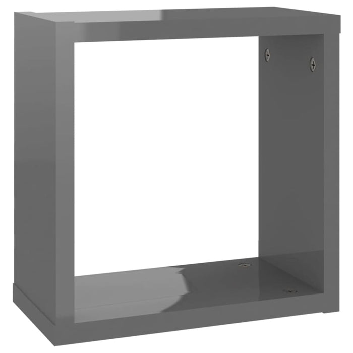 Wall Cube Shelves 2 Pcs Glossy Look Grey 30x15x30 Cm Nbibxx