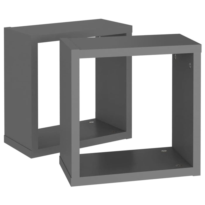 Wall Cube Shelves 2 Pcs Grey 30x15x30 Cm Nbibba