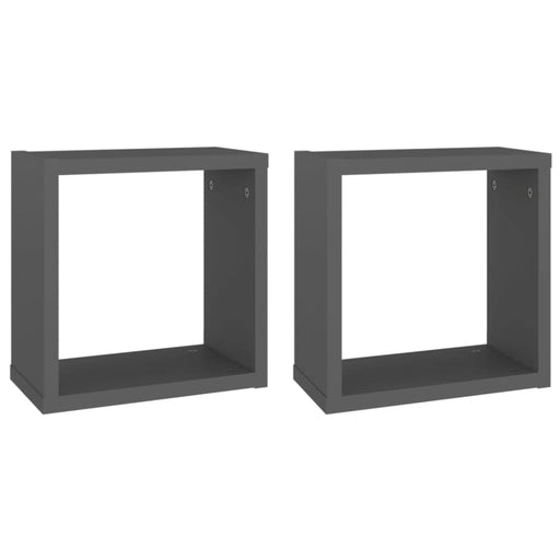 Wall Cube Shelves 2 Pcs Grey 30x15x30 Cm Nbibba