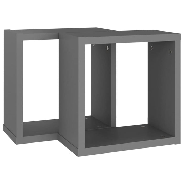 Wall Cube Shelves 2 Pcs Grey 30x15x30 Cm Nbibba