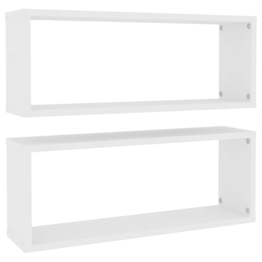 Wall Cube Shelves 2 Pcs White Chipboard Nbiott