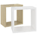 Wall Cube Shelves 2 Pcs White and Sonoma Oak 26x15x26 Cm