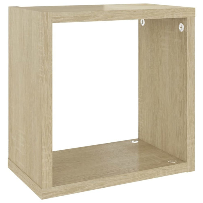 Wall Cube Shelves 2 Pcs White and Sonoma Oak 26x15x26 Cm