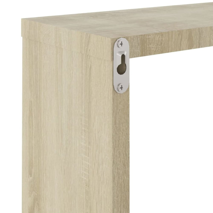 Wall Cube Shelves 2 Pcs White And Sonoma Oak 30x15x30 Cm