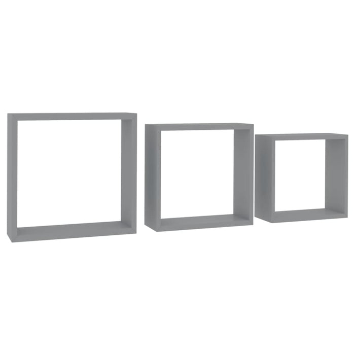 Wall Cube Shelves 3 Pcs Grey Mdf Txtkpo