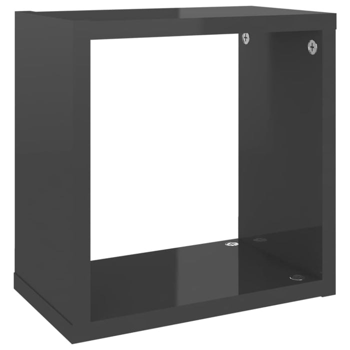 Wall Cube Shelves 4 Pcs Glossy Look Grey 26x15x26 Cm Nbibpb