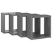 Wall Cube Shelves 4 Pcs Glossy Look Grey Nbibxt