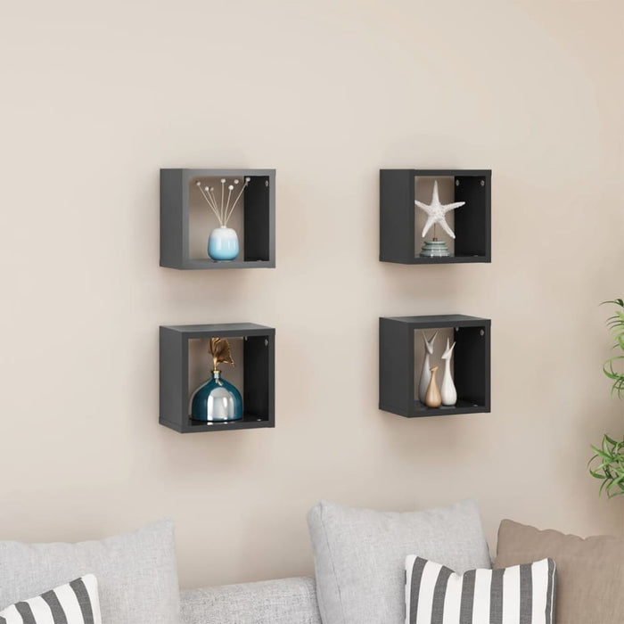 Wall Cube Shelves 4 Pcs Grey 22x15x22 Cm Nbibpk