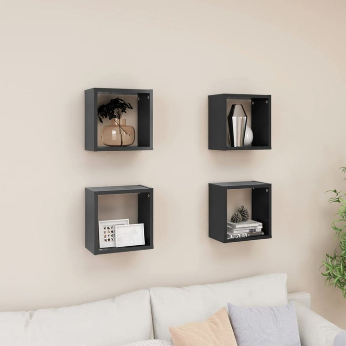 Wall Cube Shelves 4 Pcs Grey 26x15x26 Cm Nbibtx