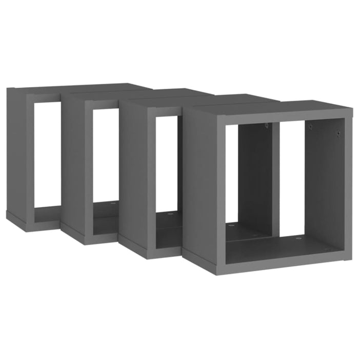 Wall Cube Shelves 4 Pcs Grey 30x15x30 Cm Nbibbp