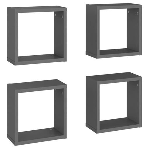 Wall Cube Shelves 4 Pcs Grey 30x15x30 Cm Nbibbp