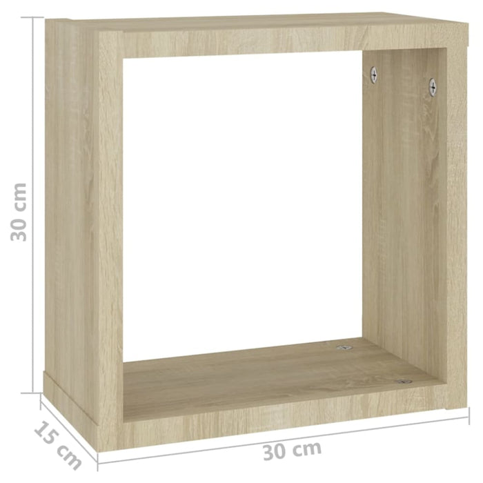 Wall Cube Shelves 4 Pcs White And Sonoma Oak 30x15x30 Cm