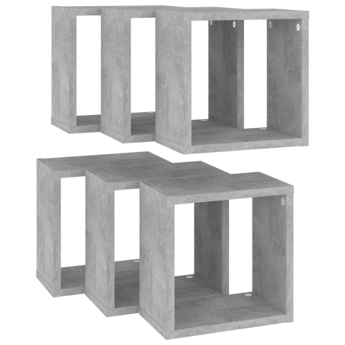 Wall Cube Shelves 6 Pcs Concrete Grey 26x15x26 Cm Nbibtk