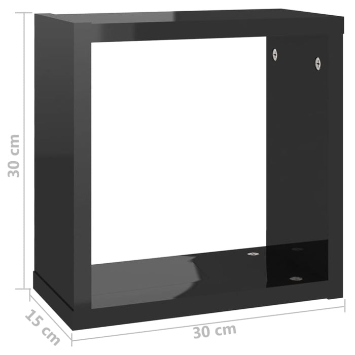 Wall Cube Shelves 6 Pcs Glossy Look Black 30x15x30 Cm Nbibxo