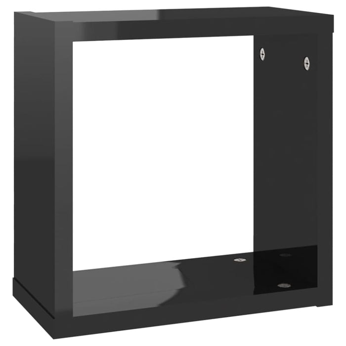 Wall Cube Shelves 6 Pcs Glossy Look Black 30x15x30 Cm Nbibxo