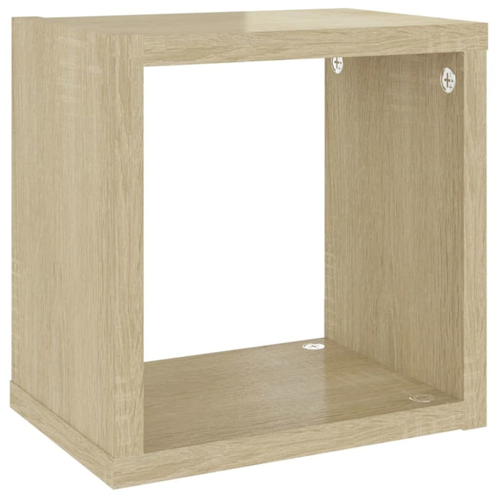 Wall Cube Shelves 6 Pcs White and Sonoma Oak Nbiblk