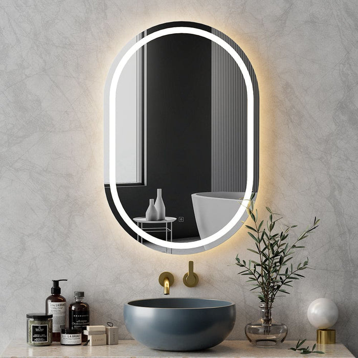 Led Wall Mirror with Light 50x75cm Bathroom Decor Oval