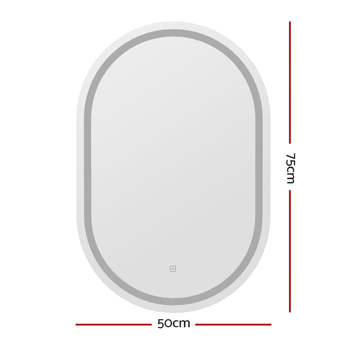Led Wall Mirror with Light 50x75cm Bathroom Decor Oval