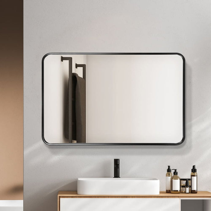 Wall Mirror Rectangle Bathroom Black