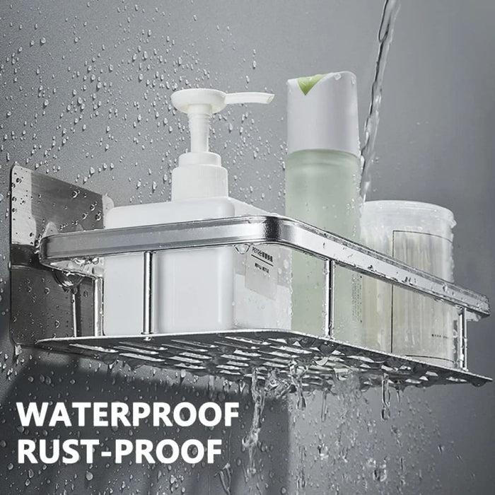 Wall Mounted Bathroom Storage Rack With Corner Shelves