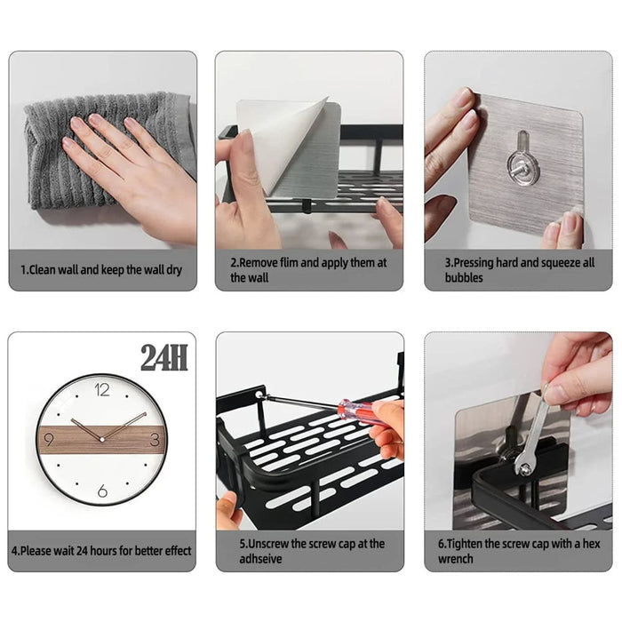 Wall Mounted Bathroom Storage Rack With Corner Shelves