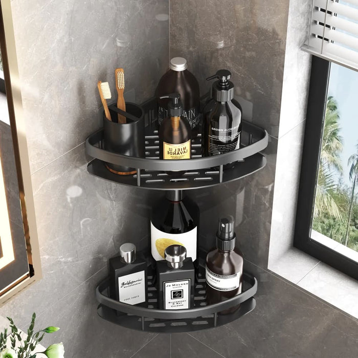 Wall Mounted Bathroom Storage Rack With Corner Shelves