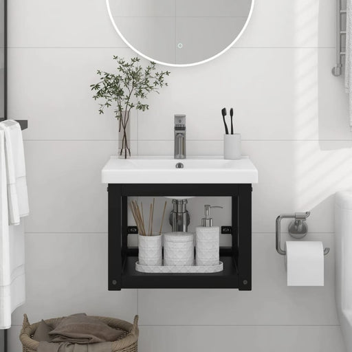 Wall - mounted Bathroom Washbasin Frame Black 40x38x31 Cm