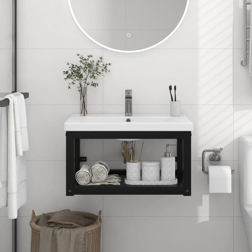 Wall - mounted Bathroom Washbasin Frame Black 59x38x31 Cm