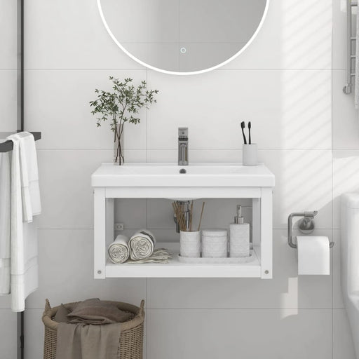 Wall - mounted Bathroom Washbasin Frame White 59x38x31 Cm
