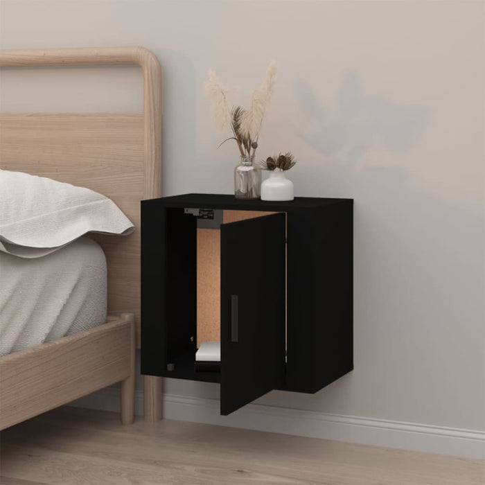 Wall-mounted Bedside Cabinet Black 50x30x47 Cm Nolnll