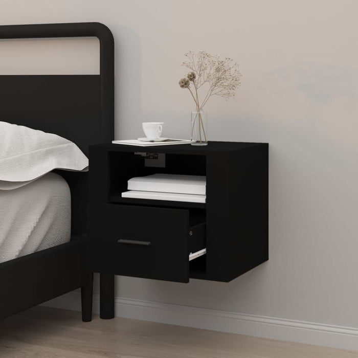 Wall-mounted Bedside Cabinet Black 50x36x40 Cm Nolnnx